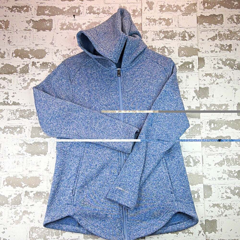 Eddie Bauer Women's Blue Fleece Full Zip Hooded Hoodie Pockets Size L